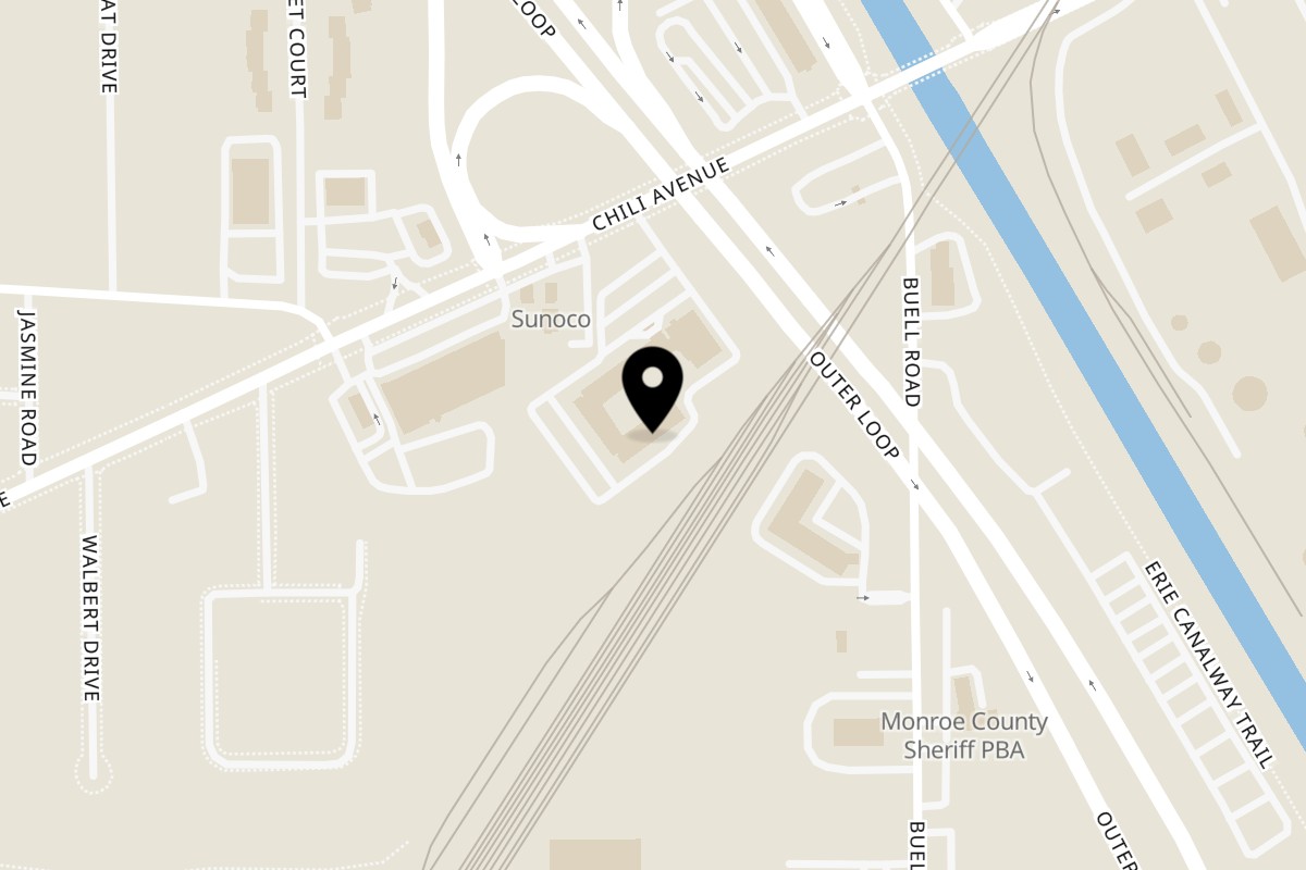 Map showing the location of Gate Mediterranean Kabab House on 1273 Chili Ave Ste B in Rochester